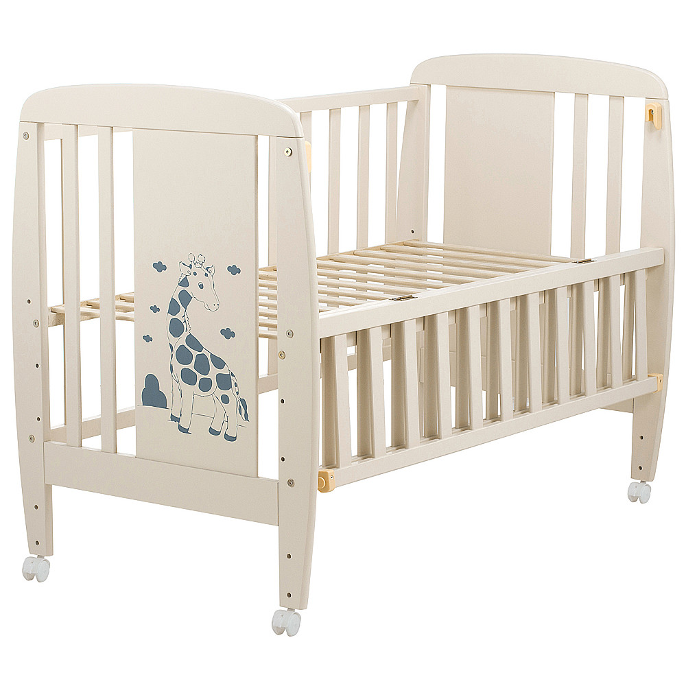 Ліжечко Babyroom Жирафик відкидний бік, колеса DJO-01 бук слонова кістка