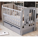 Кроватка Babyroom Жирафик маятник, ящик, откидной бок, бук серый Кроватка Babyroom Жирафик маятник, ящик, откидной бок, бук серый
