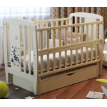 Кроватка Babyroom Жирафик маятник, ящик, откидной бок, бук слоновая кость Кроватка Babyroom Жирафик маятник, ящик, откидной бок, бук слоновая кость