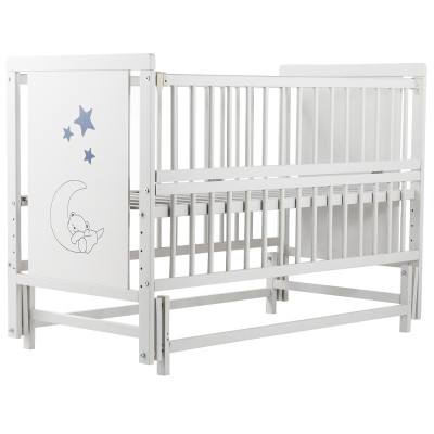 Кроватка Babyroom Медвежонок (M-02) маятник, откидной бок, бук, белый