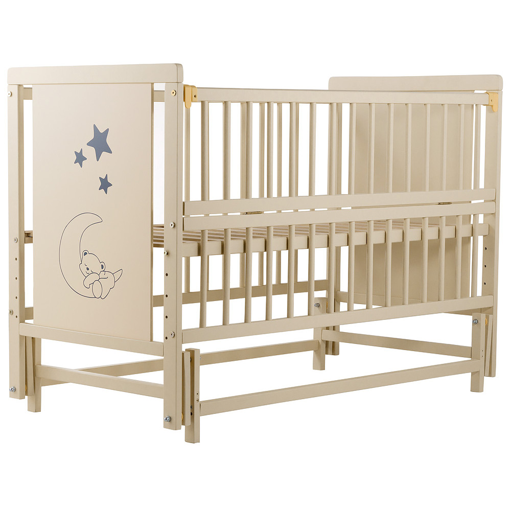 Кроватка Babyroom Медвежонок (M-02) маятник, откидной бок, бук, слоновая кость