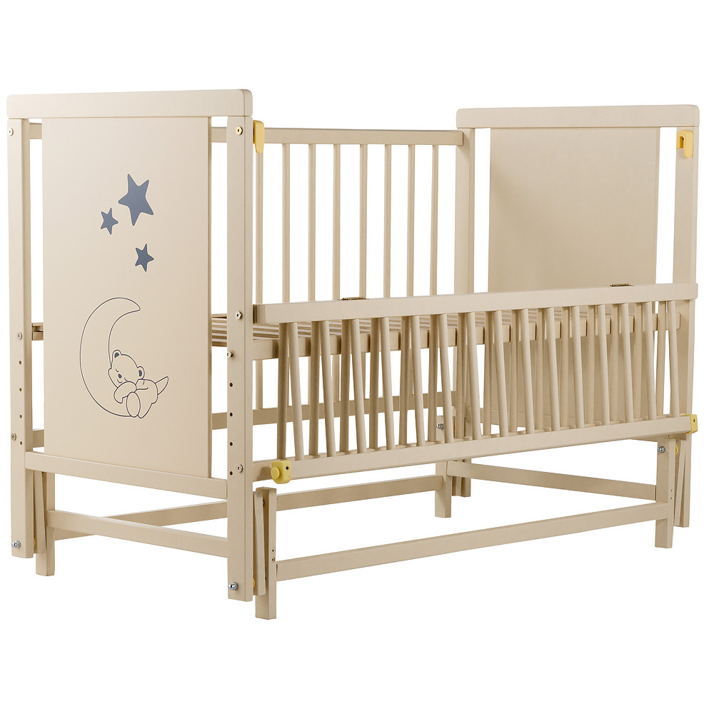 Кроватка Babyroom Медвежонок (M-02) маятник, откидной бок, бук, слоновая кость