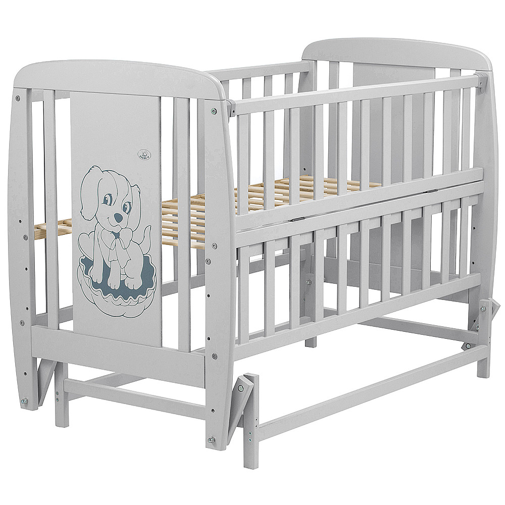 Ліжечко Babyroom Собачка маятник, відкидний бік DSMO-02 бук сірий