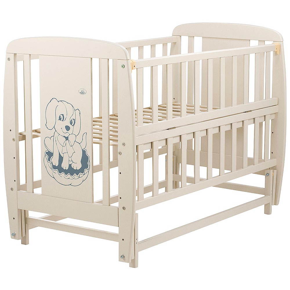 Ліжечко Babyroom Собачка маятник, відкидний бік DSMO-02 бук слонова кістка
