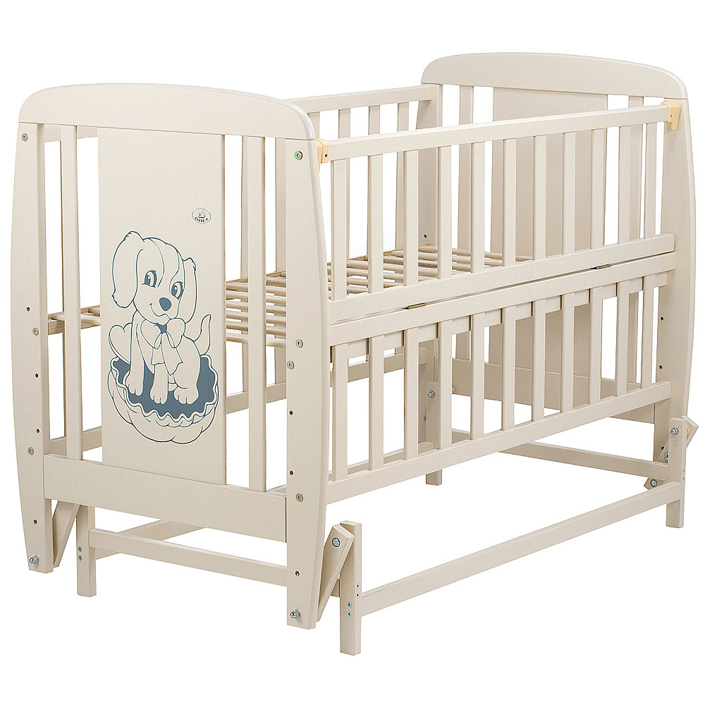 Ліжечко Babyroom Собачка маятник, відкидний бік DSMO-02 бук слонова кістка