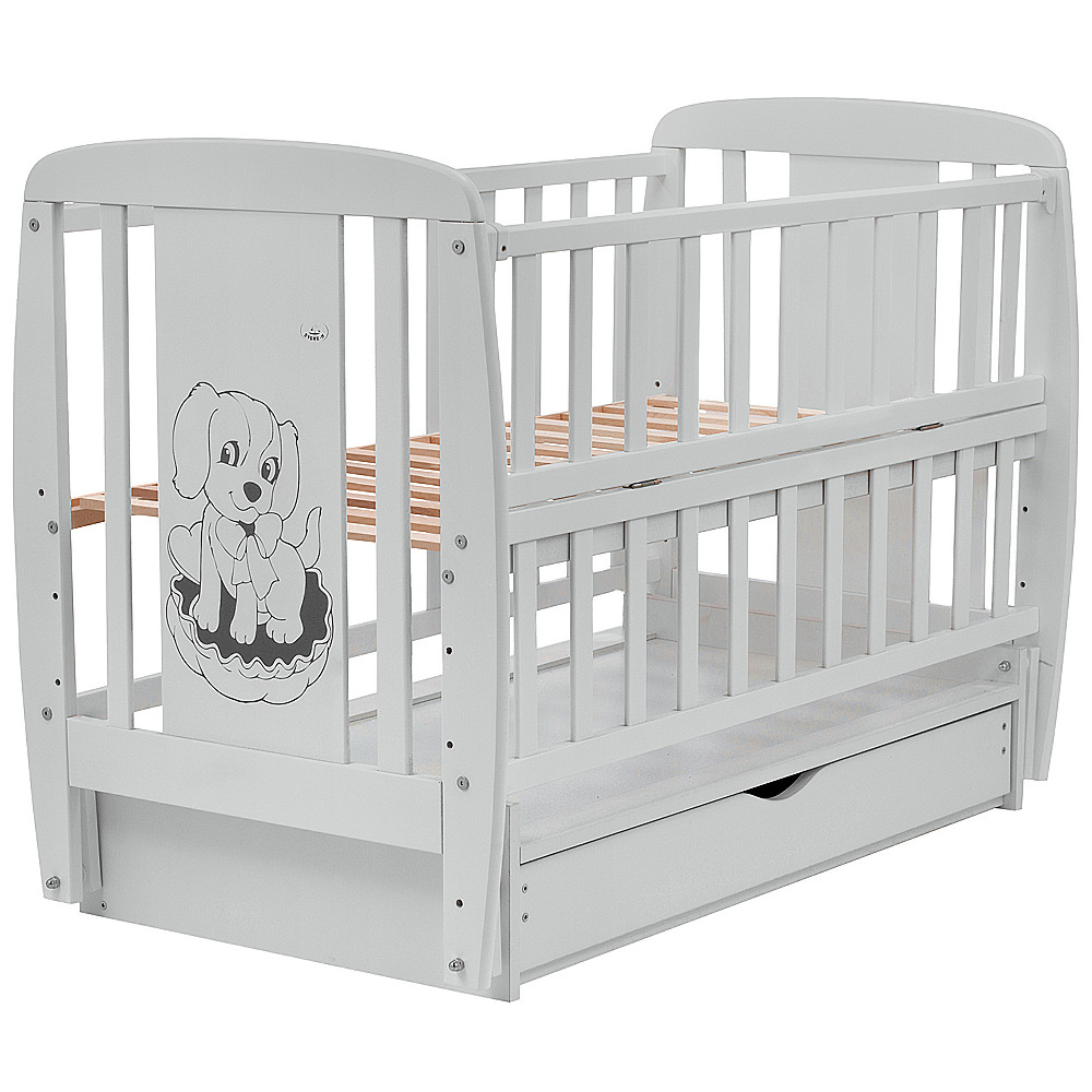 Ліжечко Babyroom Собачка маятник, ящик, відкидний бік DSMYO-03 бук сірий