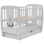 Кроватка Babyroom Собачка маятник, ящик, откидной бок DSMYO-03 бук серый