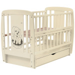 Кроватка Babyroom Собачка маятник, ящик, откидной бок DSMYO-03 бук слоновая кость