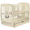 Кроватка Babyroom Собачка маятник, ящик, откидной бок DSMYO-03 бук слоновая кость