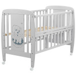 Кроватка Babyroom Собачка откидной бок, колеса DSO-01 бук серый