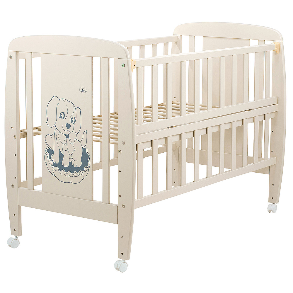 Ліжечко Babyroom Собачка відкидний бік, колеса DSO-01 бук слонова кістка