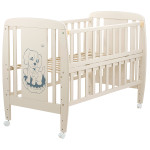 Кроватка Babyroom Собачка откидной бок, колеса DSO-01 бук слоновая кость