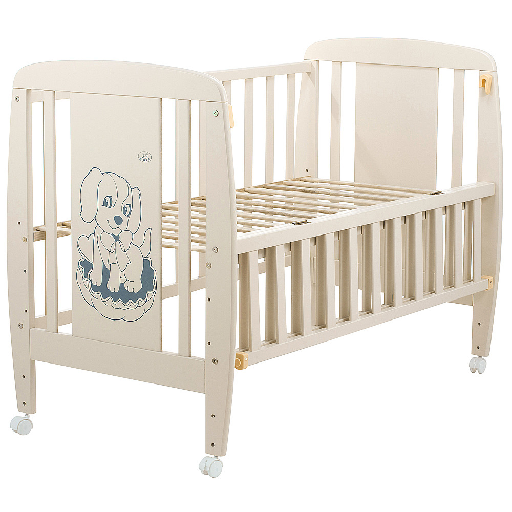 Ліжечко Babyroom Собачка відкидний бік, колеса DSO-01 бук слонова кістка