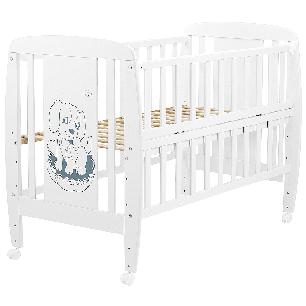 Кроватка Babyroom Собачка откидной бок, колеса DSO-01 бук белый