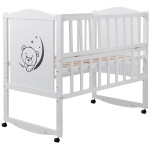 Кроватка Babyroom Тедди (Т-01) фигурное быльце, откидной бок, колеса, белый