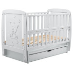 Кроватка Babyroom Умка маятник + ящик + откидной бок DUMYO-3 бук серый (626202) Кроватка Babyroom Умка маятник + ящик + откидной бок DUMYO-3 бук серый (626202)