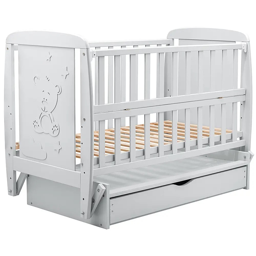 Ліжечко Babyroom Умка маятник + ящик + відкидний бік DUMYO-3 бук сірий (626202)