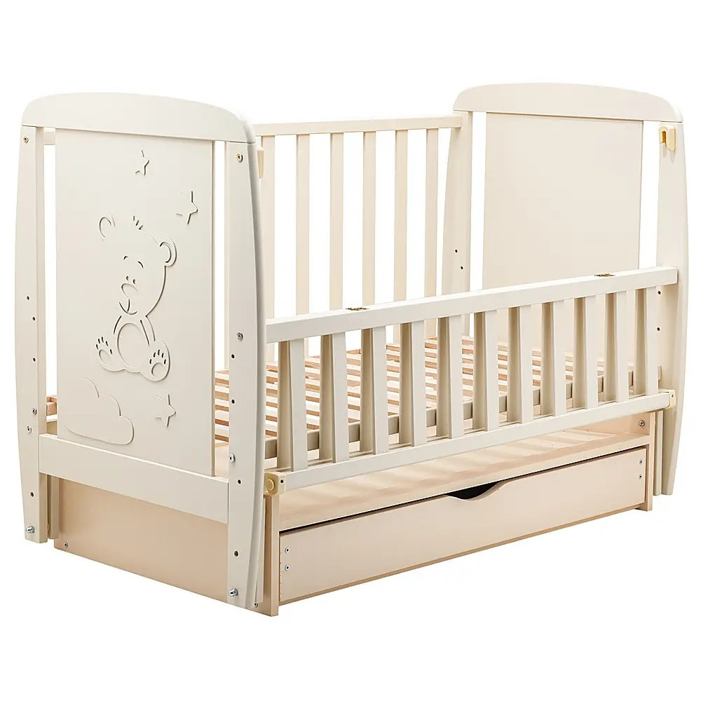 Ліжечко Babyroom Умка маятник + ящик + відкидний бік DUMYO-3 бук слонова кістка (626141)