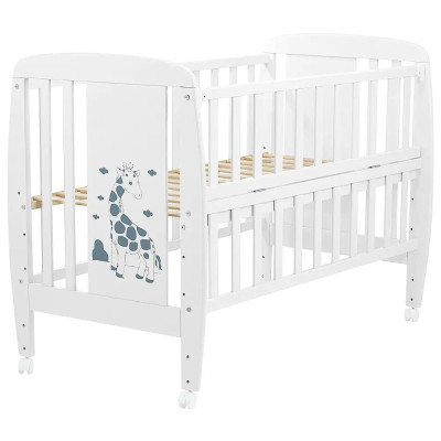 Кроватка Babyroom Жирафик откидной бок, колеса DJO-01 бук белый (625356)