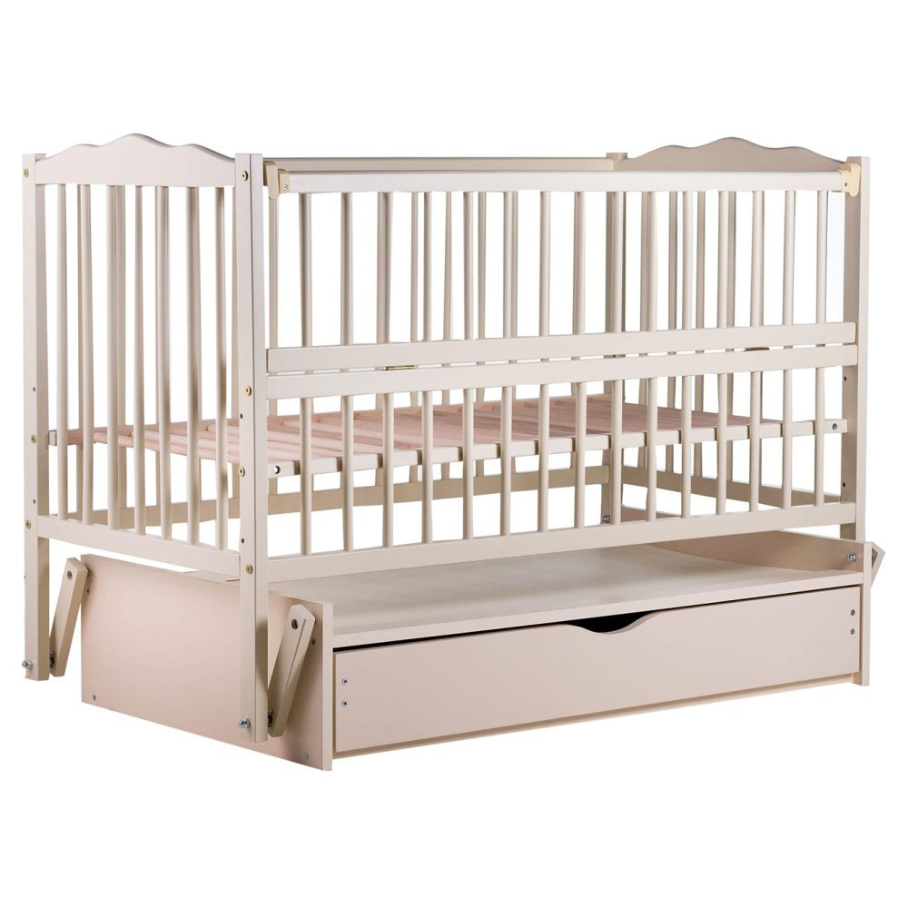Ліжечко Babyroom Веселка (DVMYO-3) маятник, ящик, відкидна боковина, бук, слонова кістка