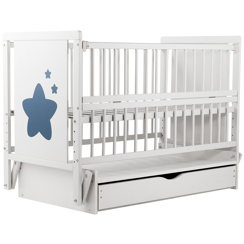 Ліжечко Babyroom Зірочка Z-03 маятник, ящик, відкидна боковина, бук, білий