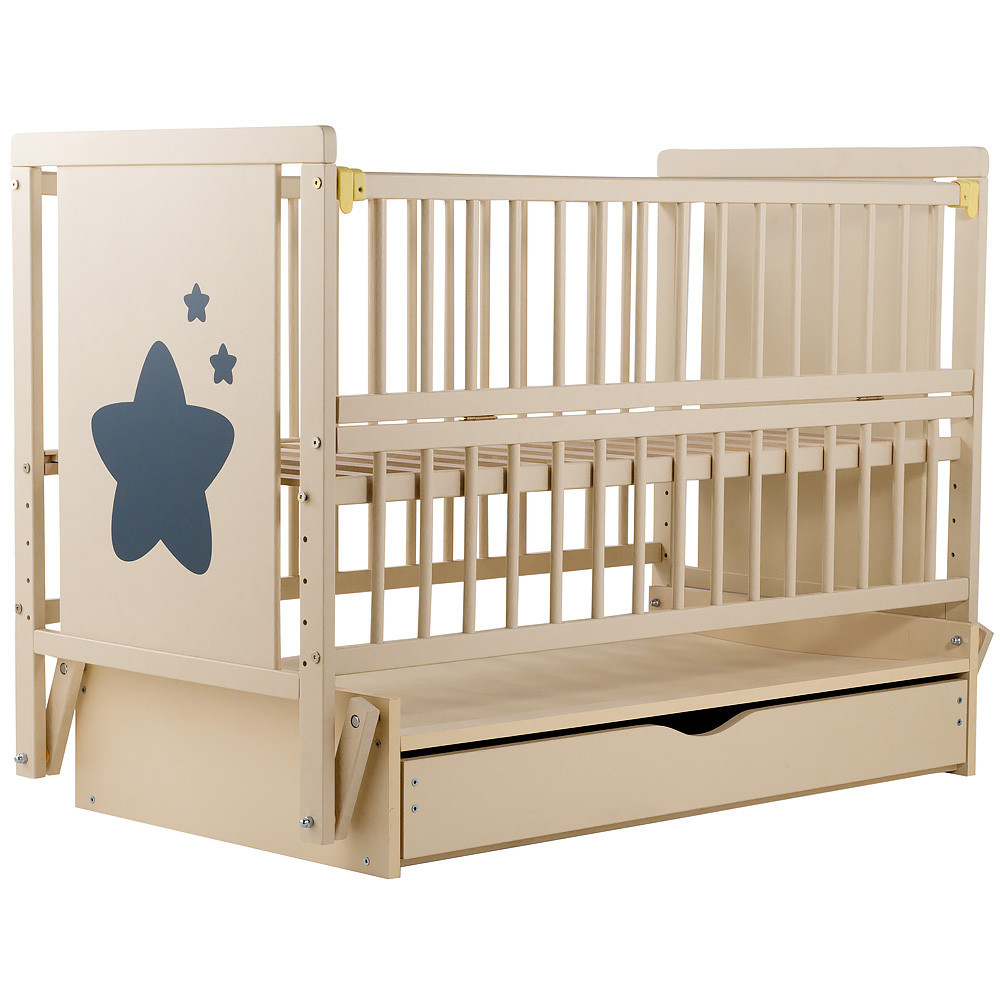 Ліжечко Babyroom Зірочка Z-03 маятник, ящик, відкидна боковина, бук, слонова кістка