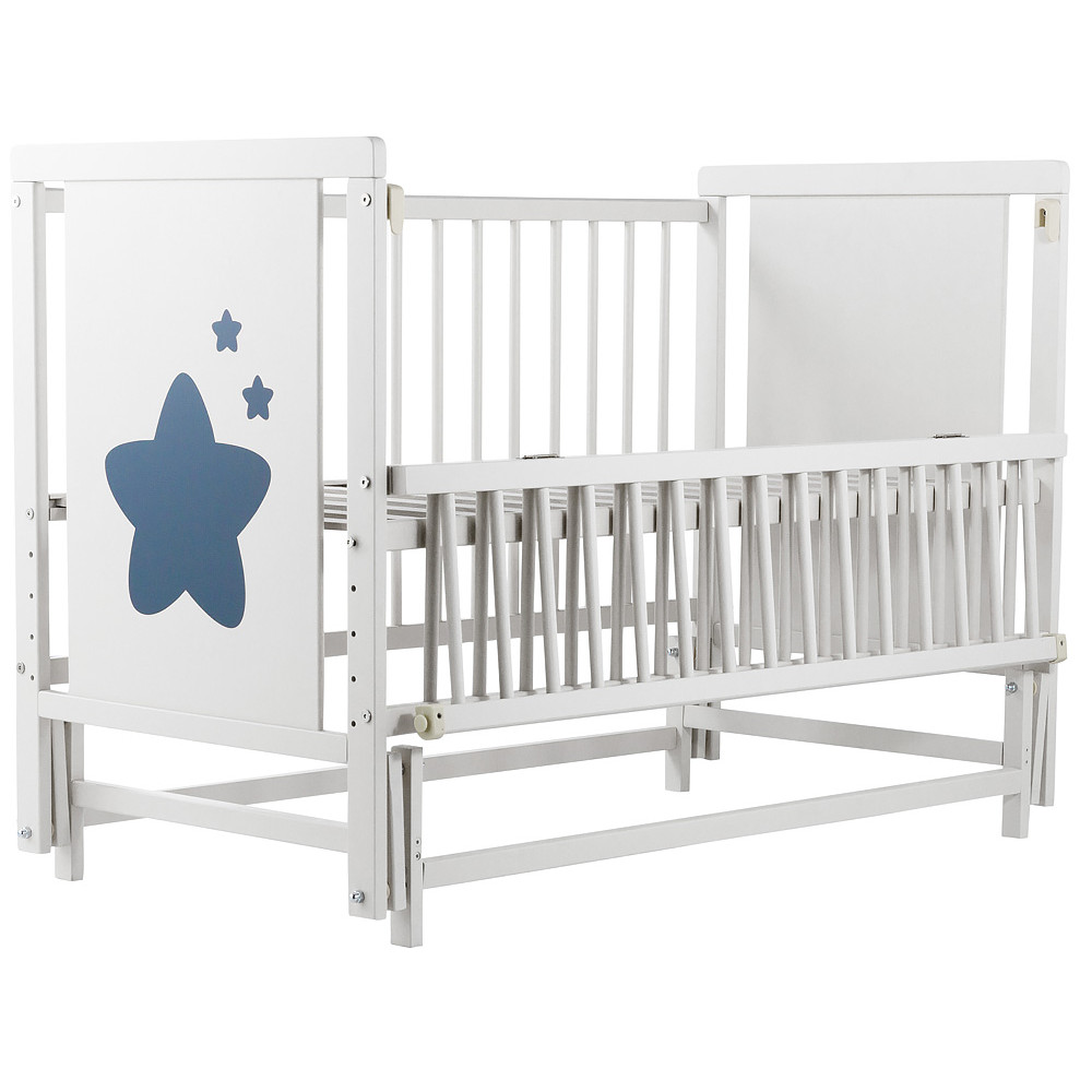 Ліжечко Babyroom Зірочка Z-02 маятник, відкидна боковина, бук, білий Ліжечко Babyroom Зірочка Z-02 маятник, відкидна боковина, бук, білий