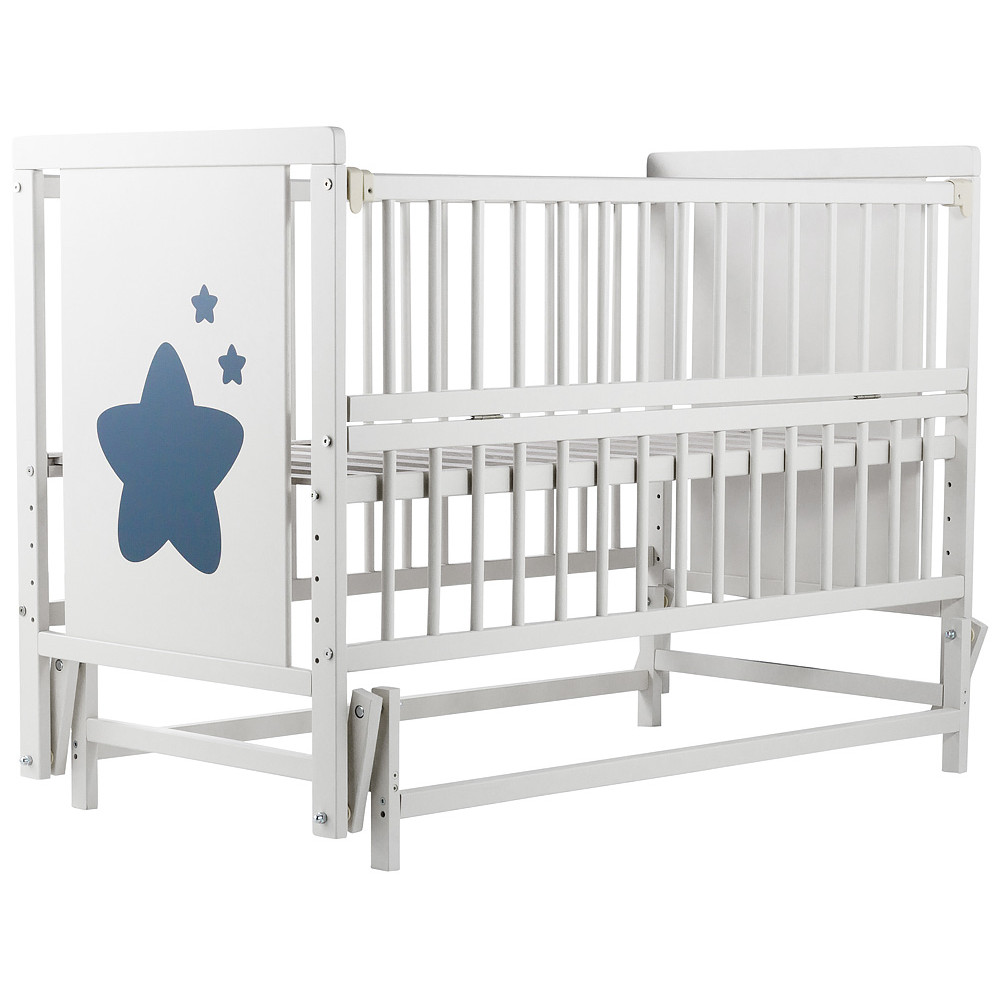 Ліжечко Babyroom Зірочка Z-02 маятник, відкидна боковина, бук, білий Ліжечко Babyroom Зірочка Z-02 маятник, відкидна боковина, бук, білий