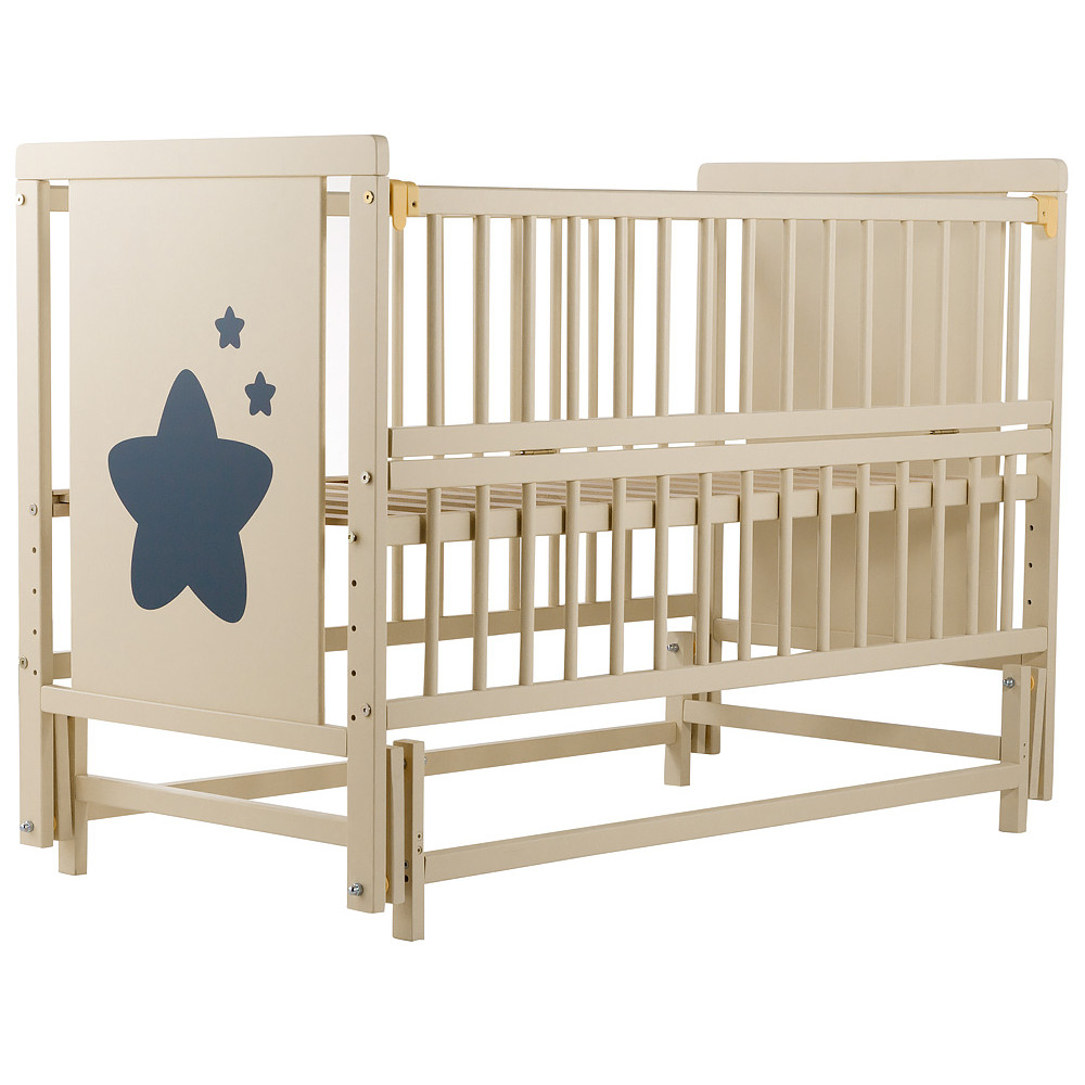 Кроватка Babyroom Звездочка Z-02 маятник, откидной бок, бук, слоновая кость