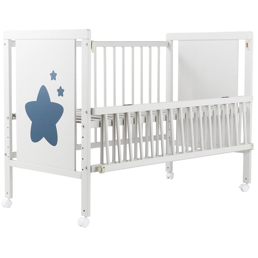 Кроватка Babyroom Звездочка Z-01 откидной бок, колеса, бук, белый