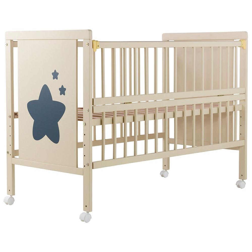Кроватка Babyroom Звездочка Z-01 откидной бок, колеса, бук, слоновая кость