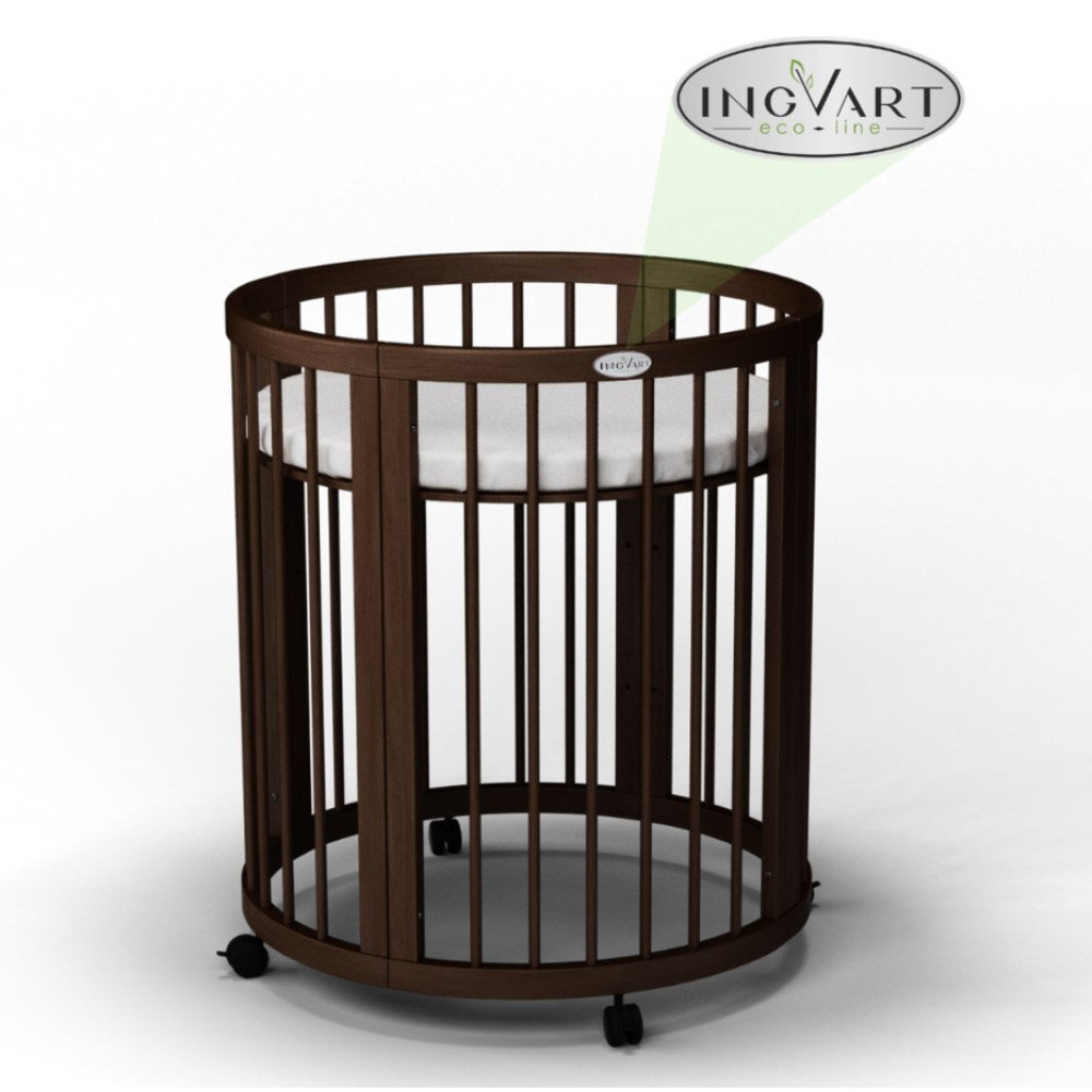 Ліжечко-трансформер IngVart Smart Bed Round 9в1 Eco line з іонами срібла, венге