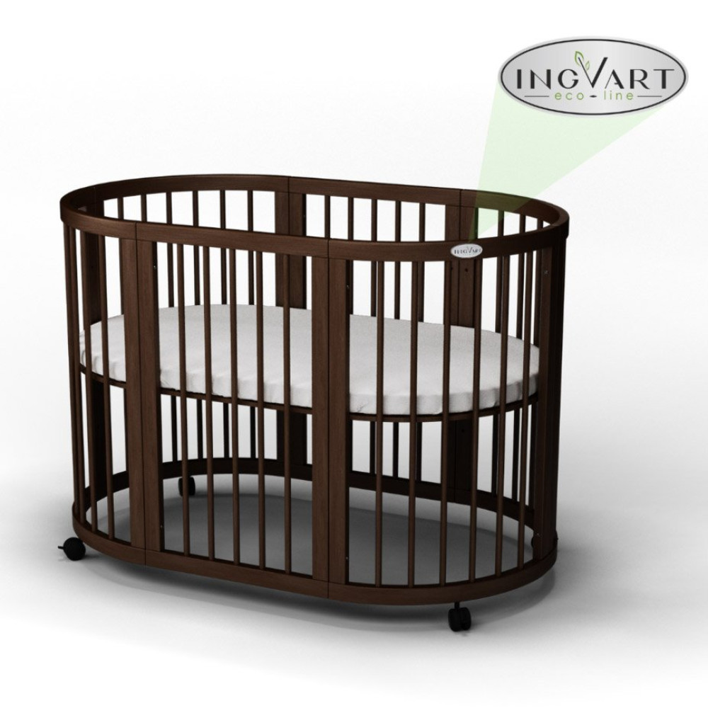 Ліжечко-трансформер IngVart Smart Bed Round 9в1 Eco line з іонами срібла, венге