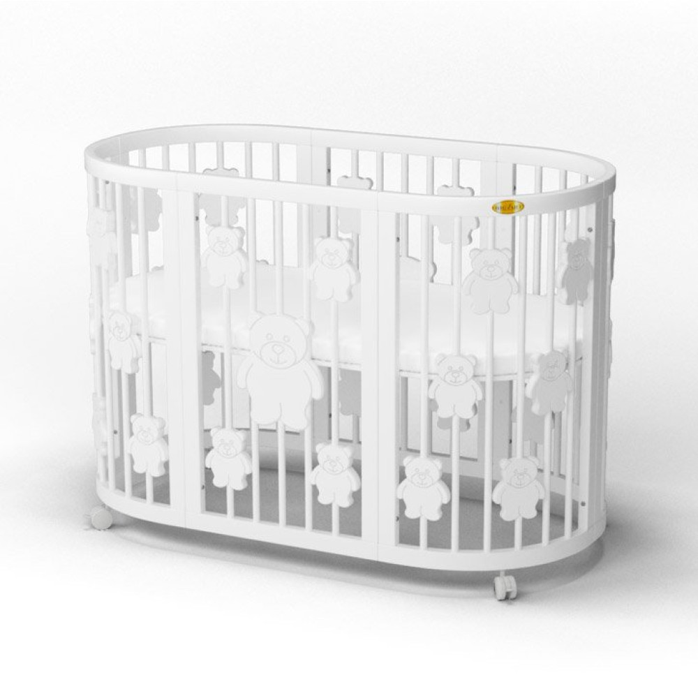 Детская кроватка-трансформер IngVart Smart Bed 9 в 1 с мишками, белый Детская кроватка-трансформер IngVart Smart Bed 9 в 1 с мишками, белый