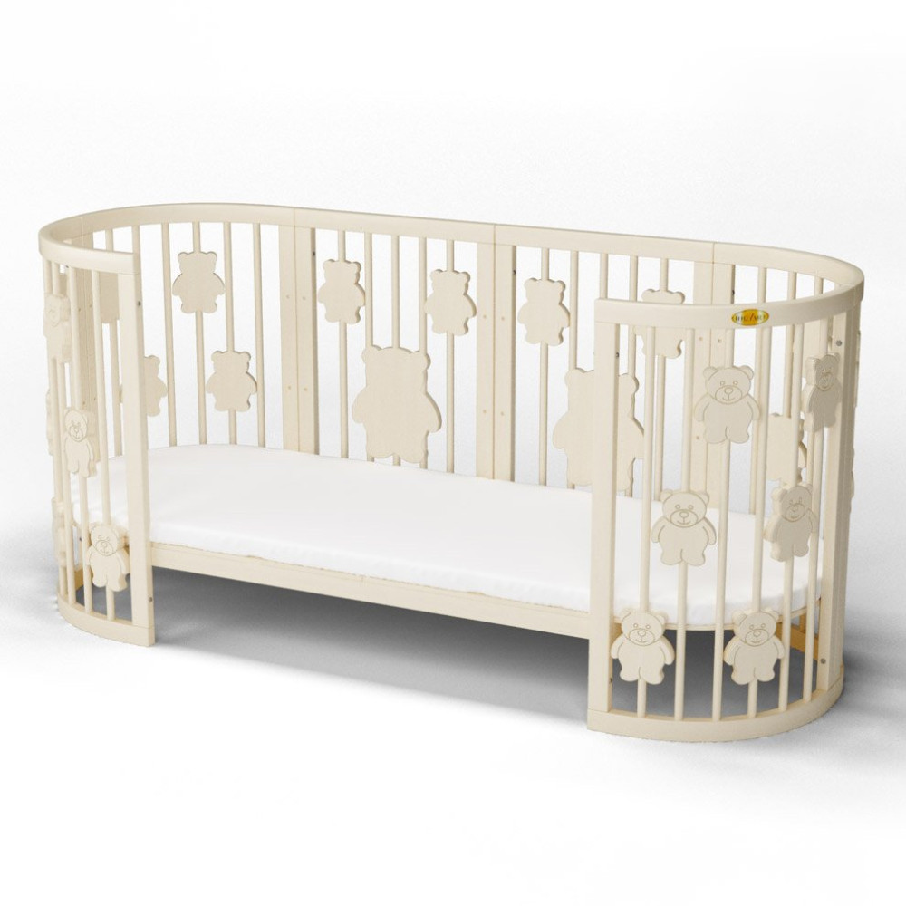 Детская кроватка-трансформер IngVart Smart Bed 9 в 1 с мишками, молочный Детская кроватка-трансформер IngVart Smart Bed 9 в 1 с мишками, молочный