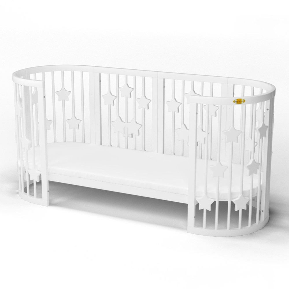 Детская кроватка-трансформер IngVart Smart Bed 9 в 1 со звездочками, молочный