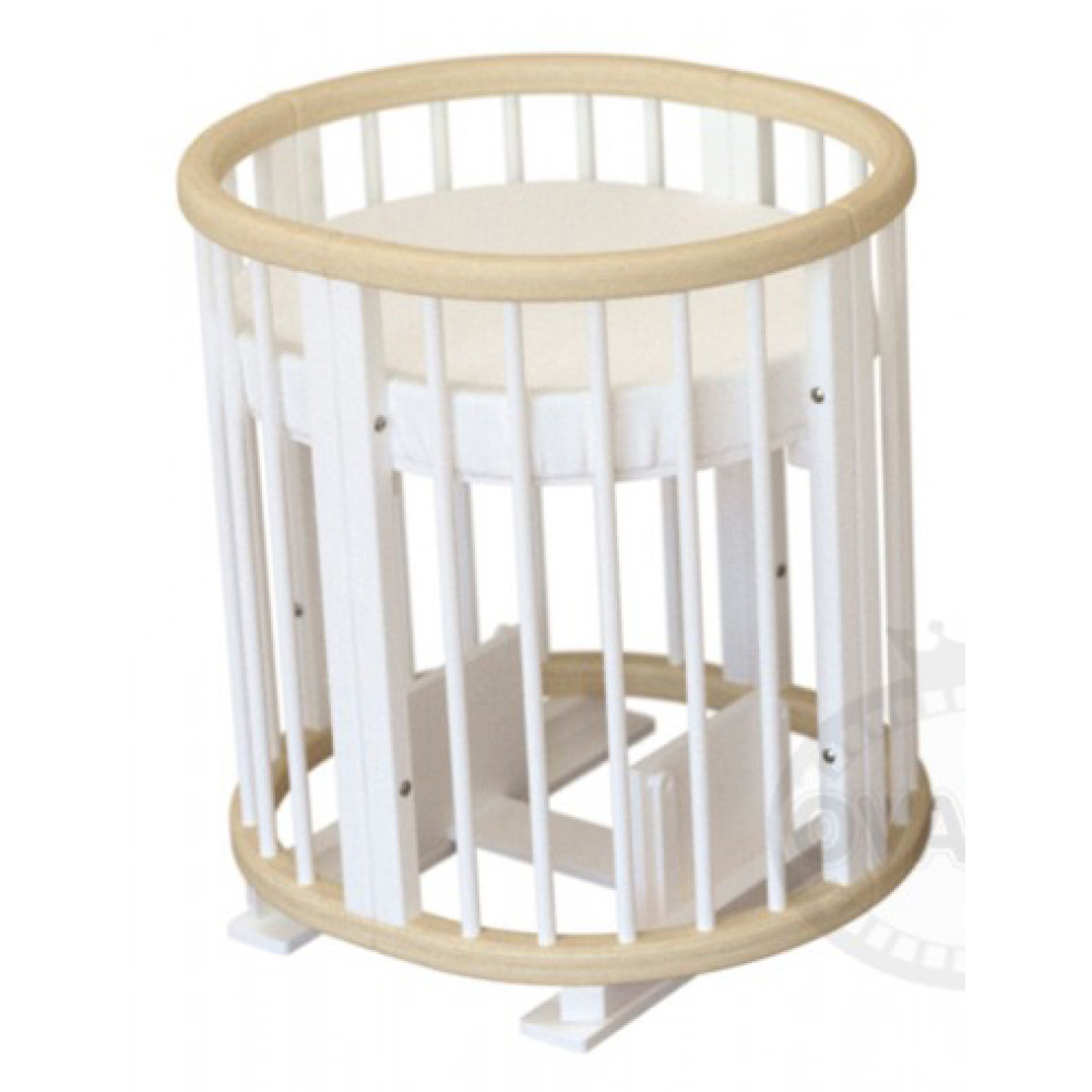 Дитяче овальне ліжечко-трансформер Ovalbed Lux ​​Natural-white 8 в 1 з маятником