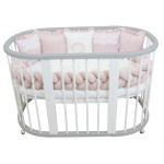 Детская овальная кроватка-трансформер Ovalbed Premium 8 в 1 Gray+White