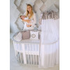 Детская овальная кроватка-трансформер Ovalbed Premium 8 в 1 Gray+White