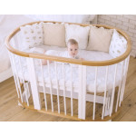 Детская овальная кроватка-трансформер Ovalbed Premium 8 в 1 Natural-white