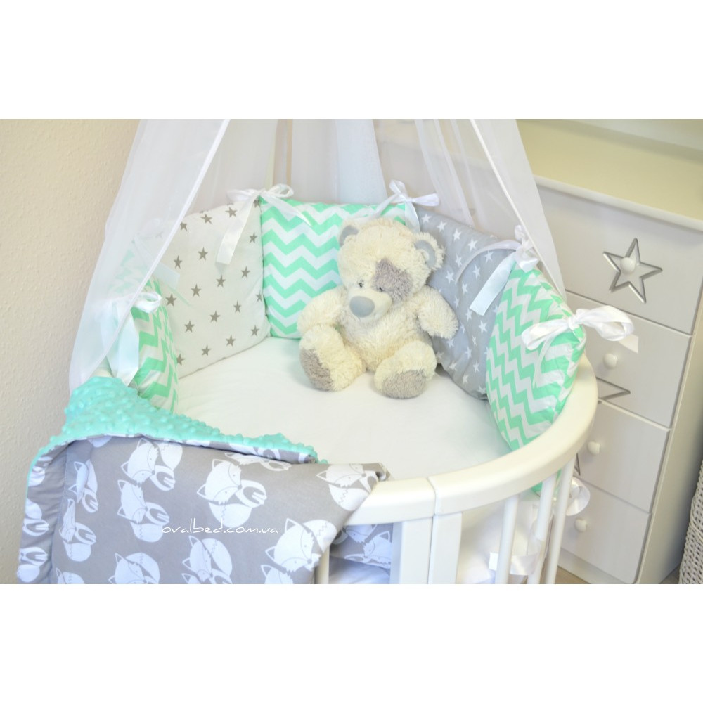 Круглая кроватка-трансформер Ovalbed Stars Light White 8 в 1 
