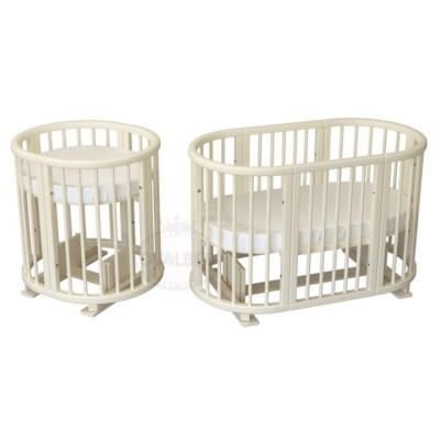 Овальне ліжечко Ovalbed Deluxe 9 в 1 Vanilla маятник + колеса