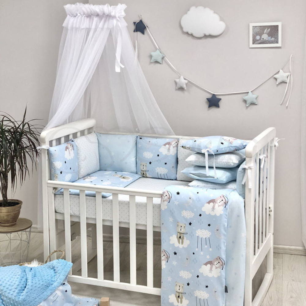 Постельный комплект Маленькая Соня Baby Desing Коты в облаках голубой 6 предметов (0220397)