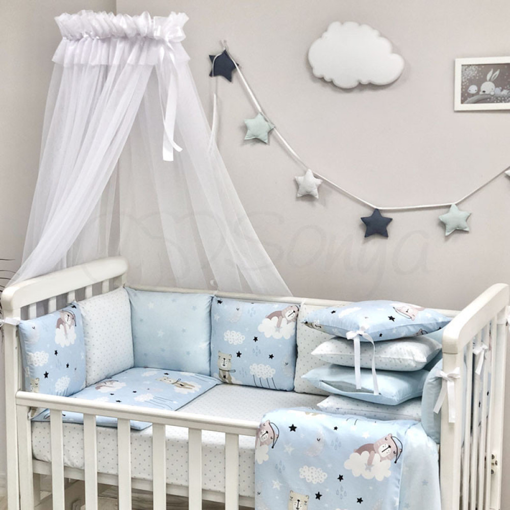 Постельный комплект Маленькая Соня Baby Desing Коты в облаках голубой 6 предметов (0220397)
