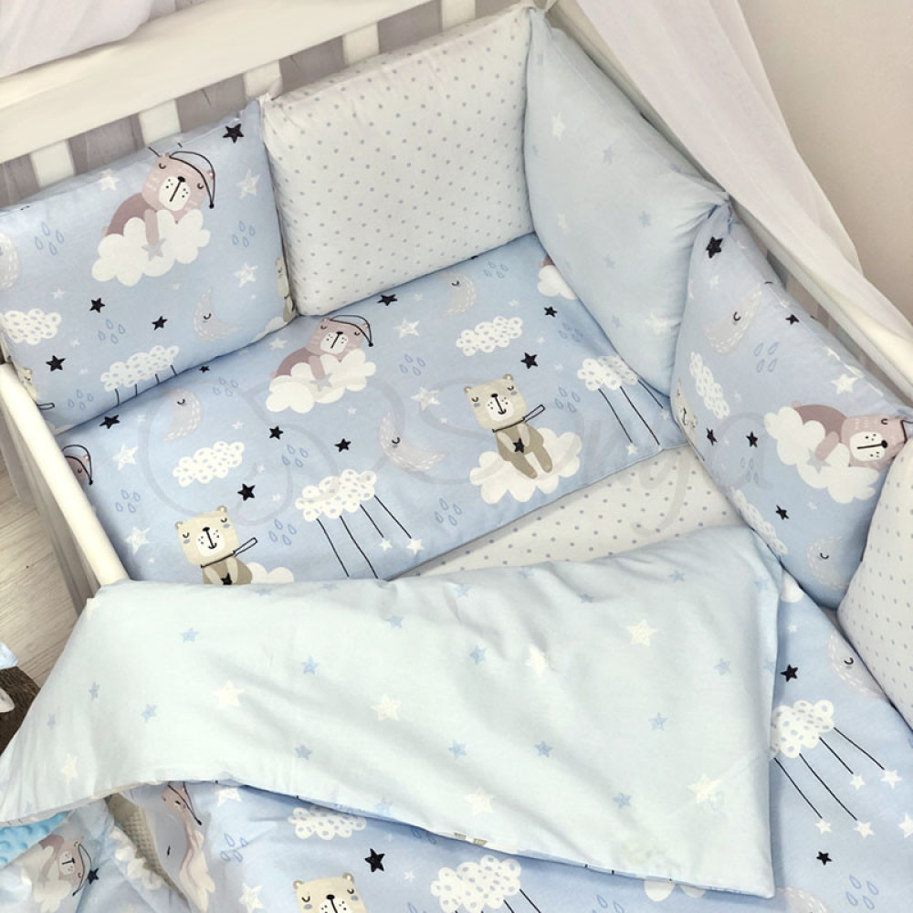 Постельный комплект Маленькая Соня Baby Desing Коты в облаках голубой 6 предметов (0220397)
