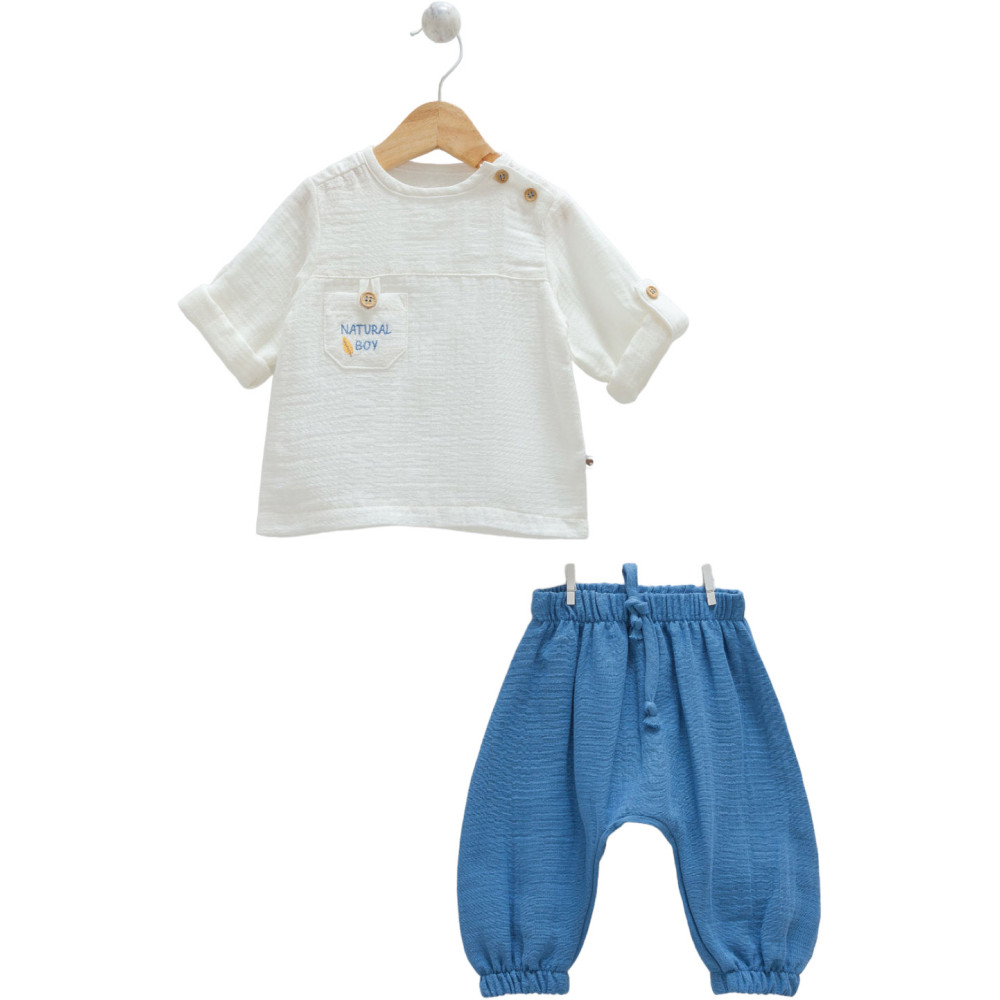 Комплект одежды Caramell 2 предмета Natural Boy indigo р.62-68 (TKE9002)