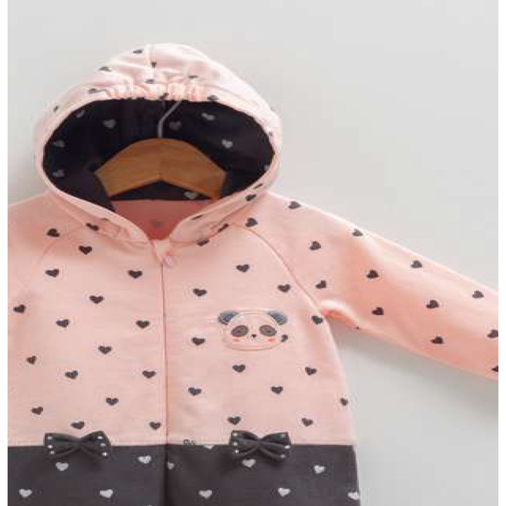 Комбинезон с капюшоном Caramell Sweet Panda р.62-68 серо-розовый (TK7177)