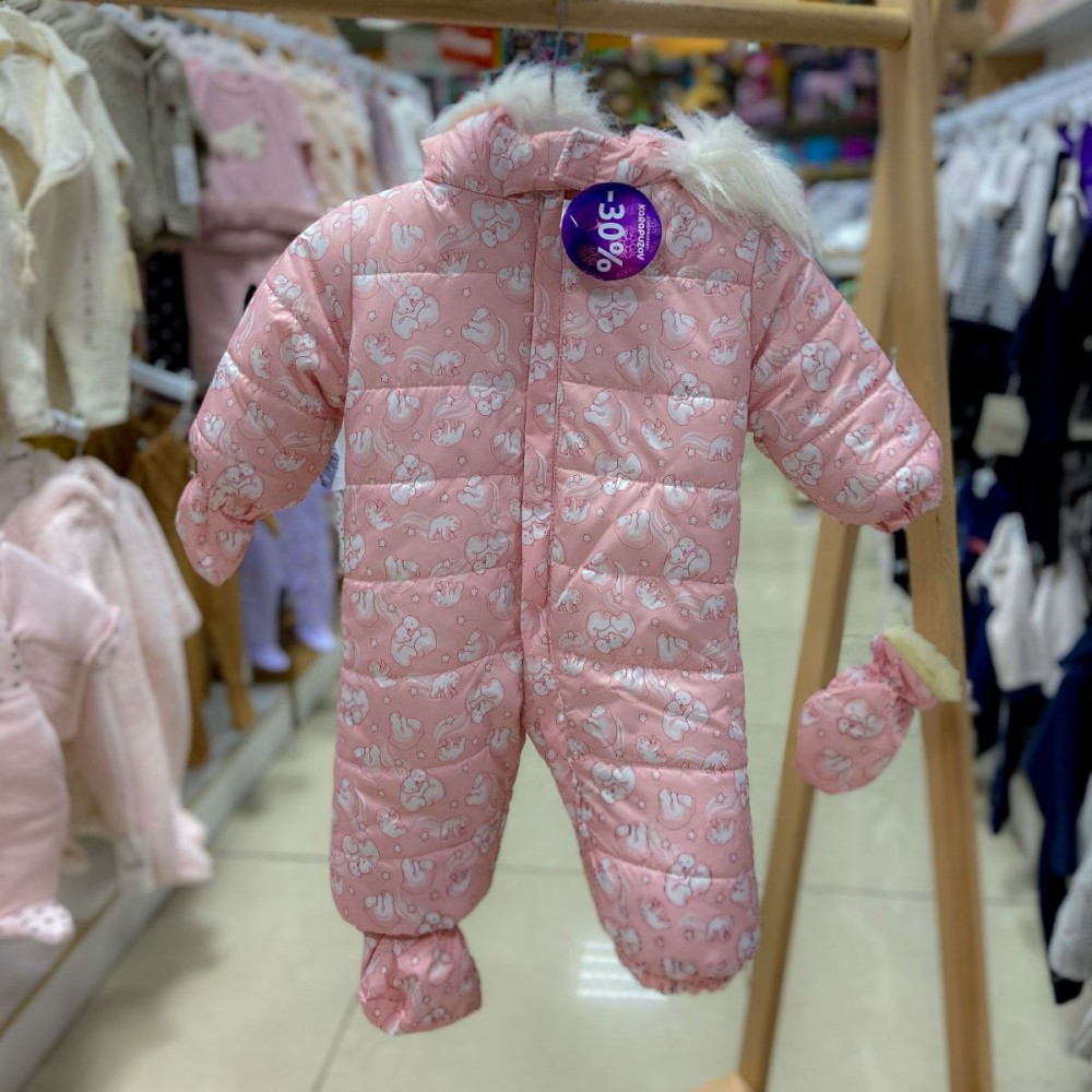 Комбинезон для малышей Медвежата р.74 розовый (1826)