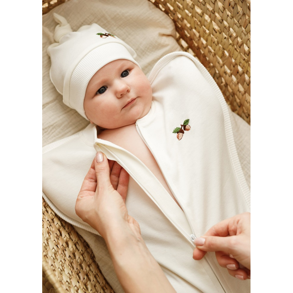 Пеленка на молнии с шапочкой Magbaby Purl Желуди 0-3 мес. (100161)