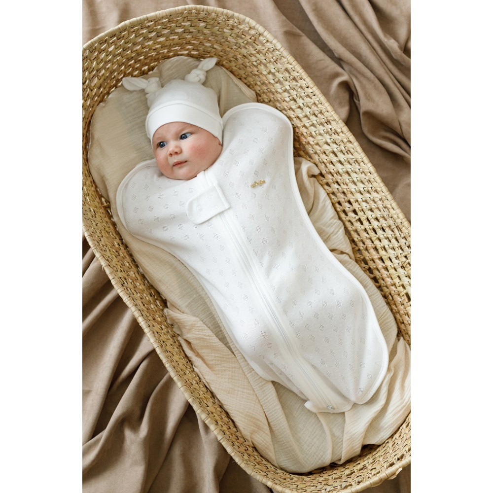 Пеленка на молнии с шапочкой Magbaby Wind молочная 0-3 мес. (100226)